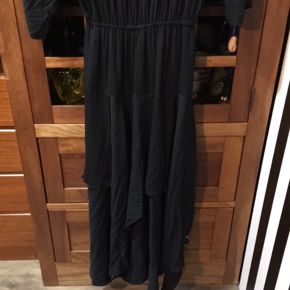 Vintage 1980s Black Flowy Skirt Dancing Dress Rhinestone Trim Small /Med Woman’s - Picture 7 of 17